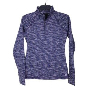Gap Fit Purple Space Dye Half Zip Back Pocket Long Sleeve Pullover w/Thumbholes